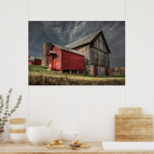 Boerderijen | Rode wooden Barn in het Poster Michi (Keuken)