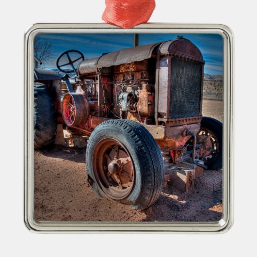 Boerderijen | Rusty Antiek tractor Metal Ornament (Voorkant)
