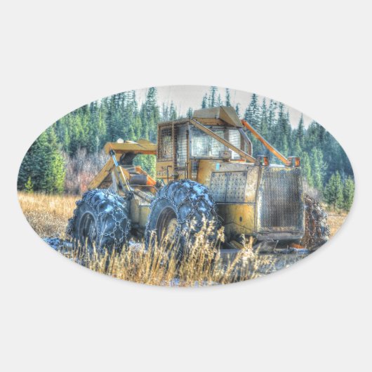 Boerderijen, trekkers, rugleuningen, Boerderijen Ovale Sticker (Voorkant)
