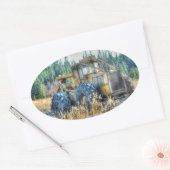 Boerderijen, trekkers, rugleuningen, Boerderijen Ovale Sticker (Envelop)