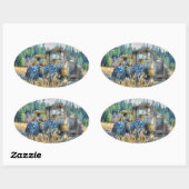 Boerderijen, trekkers, rugleuningen, Boerderijen Ovale Sticker (Vel)