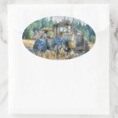 Boerderijen, trekkers, rugleuningen, Boerderijen Ovale Sticker (Tas)