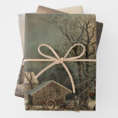 Boerderijen Winter Decoupage Heavy Weight 3-set Inpakpapier Vel (In situ)