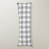 Boerderijgrijs Rustieke Buffalo Check Plaid Lichaamskussen (Voorkant Verticaal)