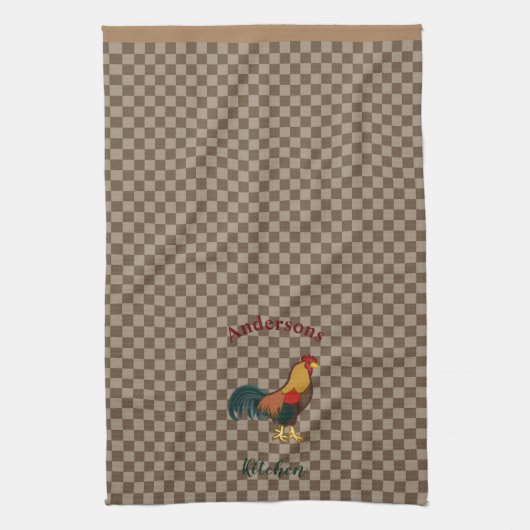 Boerderijhaan Gingham Kip Keukenhanddoek (Verticaal)