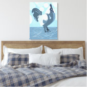 Boerderijhaan Vogel Lente Turquoise-Blauwe Keuken Canvas Afdruk (Insitu (Slaapkamer))