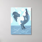 Boerderijhaan Vogel Lente Turquoise-Blauwe Keuken Canvas Afdruk (Voorkant)