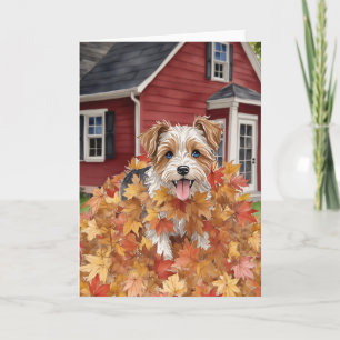 Boerderijhond Waterverf Herfst Kaart