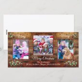 Boerderijhout & hulst 3 foto Kerstkaart (Voorkant / Achterkant)