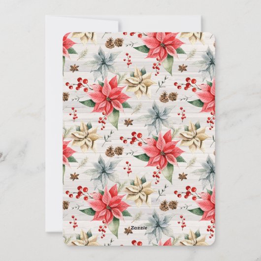 Boerderijhuis Poinsettia Prettig Kerstmis Familie  Feestdagenkaart (Achterkant)