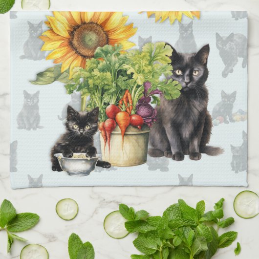 Boerderijkatten Groenten Theedoek (Gevouwen)