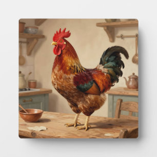 Boerderijkeuken met trotse haan fotoplaat