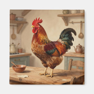 Boerderijkeuken met trotse haan magneet