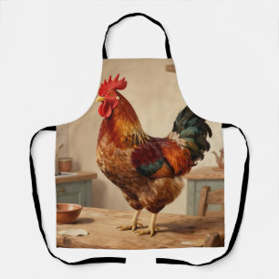 Boerderijkeuken met trotse haan schort