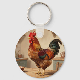 Boerderijkeuken met trotse haan sleutelhanger