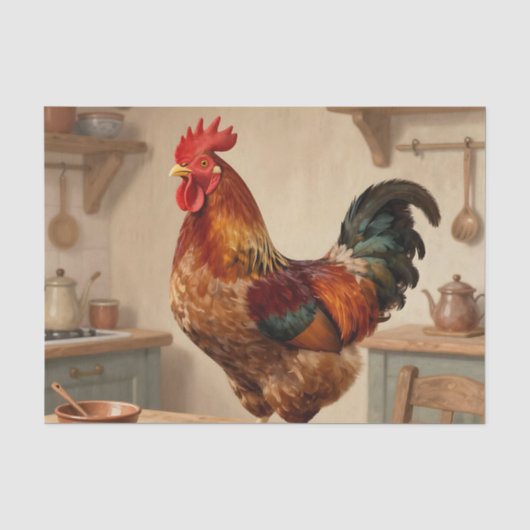 Boerderijkeuken met trotse haan tissuepapier (Voorkant)