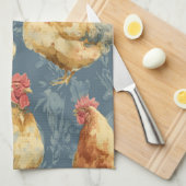 Boerderijkippen en botanisch patroonontwerp theedoek (Quarter Fold)
