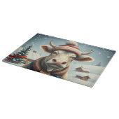 Boerderijkoe in nette winterkleding en hoed Winter Snijplank (Hoek)