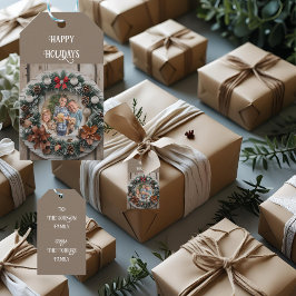 Boerderijkrans Aanpasbare Familie Kerstmis Cadeaulabel