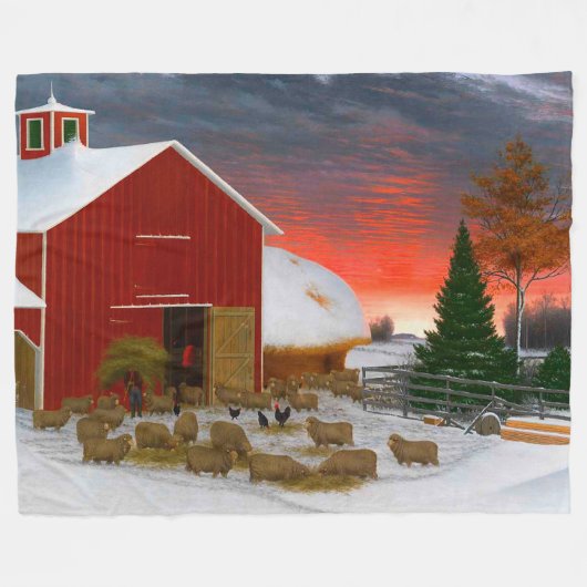 Boerderijleven Barnyard in de winter Horatio Shaw  Fleece Deken (Voorkant (Horizontaal))