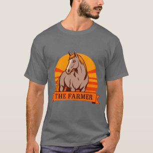 Boerderijlogo met paard bij zonsopgang t-shirt