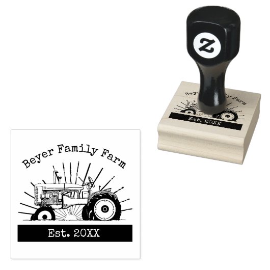 Boerderijlogo op maat 2,5" x 2,5" rubberen stempel (Gestempeld)