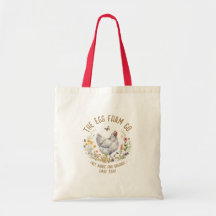 Boerderijlogo Tote Tas Waterverf Grijs Kip Wildblo