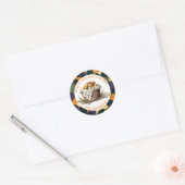 Boerderijmand met kerstcadeaus ronde sticker (Envelop)