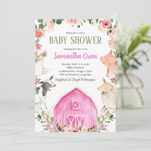 Boerderijmeisje Baby Shower Uitnodiging (Staand voorkant)
