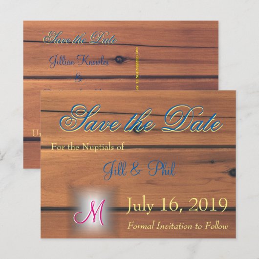 Boerderijmuur 3D-monogram Aankondigingskaart (Voorkant / Achterkant)