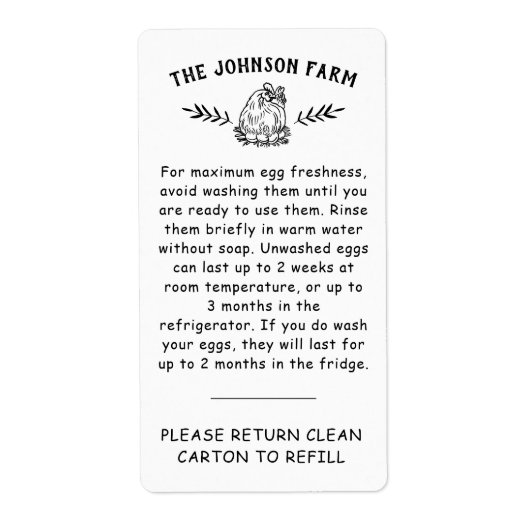 Boerderijnaam Eierafhandeling Retourdoos Label (Voorkant)