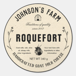 Boerderijnaam | Krans | Geitenkaas | Oud | Ronde Sticker