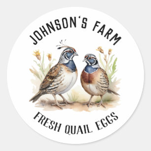 Boerderijnaam Krans Kwartel Eieren Vintage Ronde Sticker