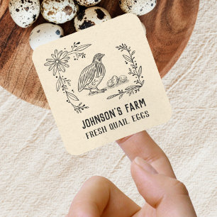 Boerderijnaam Krans Kwartel Eieren Vintage Vierkante Sticker