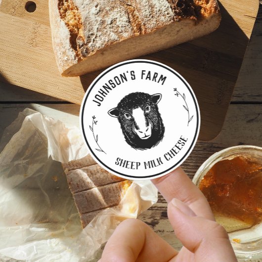 Boerderijnaam | Krans | Schapenmelkkaas | Oude| Ronde Sticker