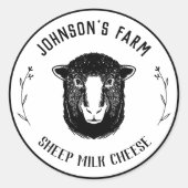 Boerderijnaam | Krans | Schapenmelkkaas | Oude| Ronde Sticker (Voorkant)