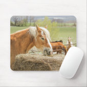Boerderijpaard dat hooi eet muismat (Met muis)