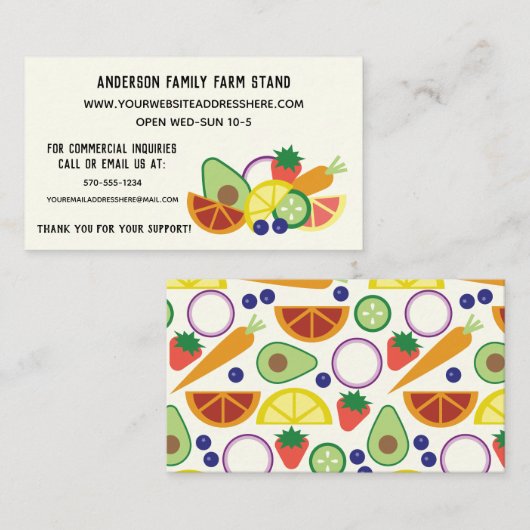 Boerderijstand CSA Boeren Markt Moderne look Visitekaartje (Voorkant / Achterkant)