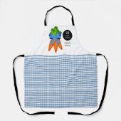 Boerderijstijl Blauw Gingham en Wortels  Schort (Voorkant)