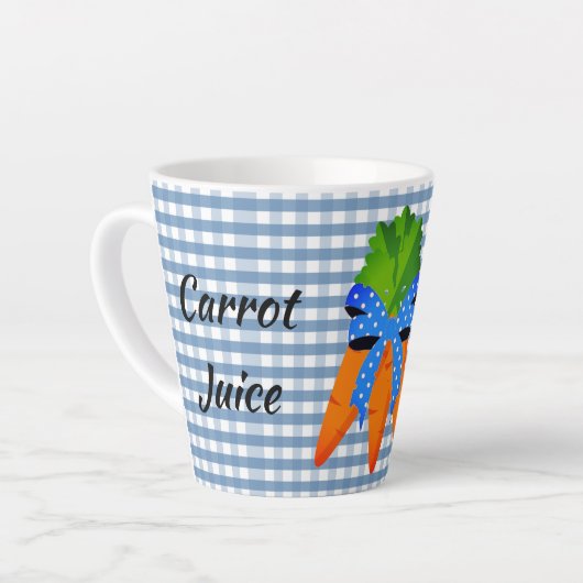 Boerderijstijl Blauwe Gingham Wortelsap Latte Mok (Linkerhoek)