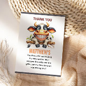 Boerderijthema 1e verjaardag Cute Crazy Cow Bedankkaart