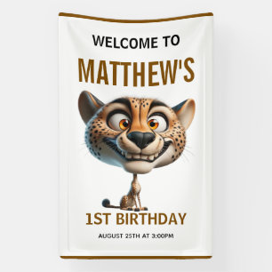 Boerderijthema 1e verjaardag met Cute Crazy Cheeta Spandoek
