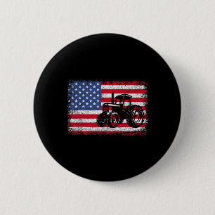Boerderijtractoren Usa Vlag Patriottisch Boeren Ca Ronde Button 5,7 Cm