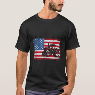 Boerderijtractoren Vlag van de VS Patriottische La T-shirt