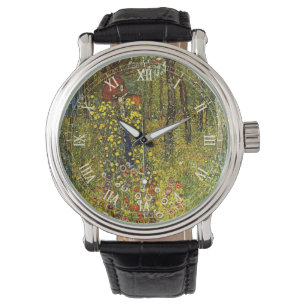 Boerderijtuin met crucifix door Gustav Klimt Horloge