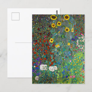 Boerderijtuin met zonnebloemen Gustav Klimt Briefkaart