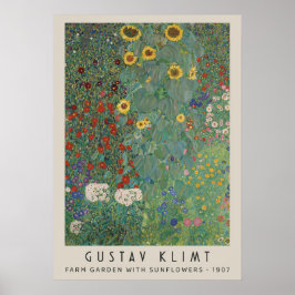 Boerderijtuin met zonnebloemen poster