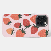 Boerderijverse aardbeien op roze iPhone hoesje (Achterkant horizontaal)