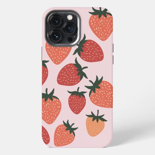 Boerderijverse aardbeien op roze iPhone hoesje (Achterkant)