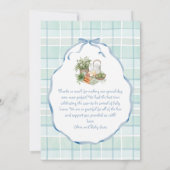 Boeren brengen lokaal geteeld Blue Bow Baby shower Bedankkaart (Achterkant)